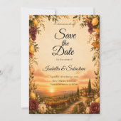 Save The Date Mariage Romantique d'Automne Tuscan Rustique (Devant)