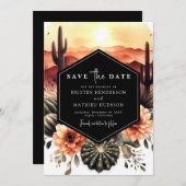 Save The Date Mariage romantique de cactus de terre (Devant / Derrière)