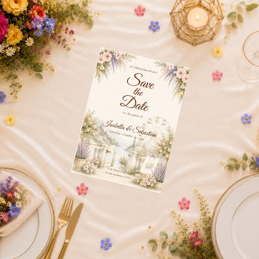 Save The Date Mariage romantique de jardin côtier