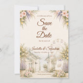Save The Date Mariage romantique de jardin côtier (Devant)