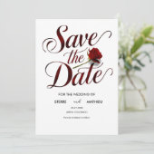 Save The Date Mariage romantique de rose rouge (Debout devant)