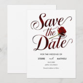 Save The Date Mariage romantique de rose rouge (Devant / Derrière)