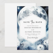 Save The Date Mariage romantique de Terre Lune (Devant / Derrière)