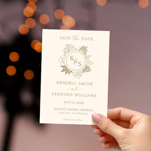 Save The Date Mariage romantique de verdure tropicale