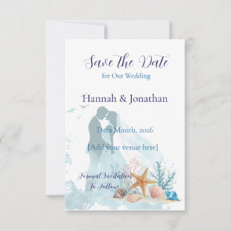 Save The Date Mariage Romantique Élégant au Bord de la Mer