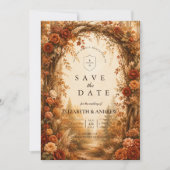 Save The Date Mariage romantique en forêt d'automne (Devant)