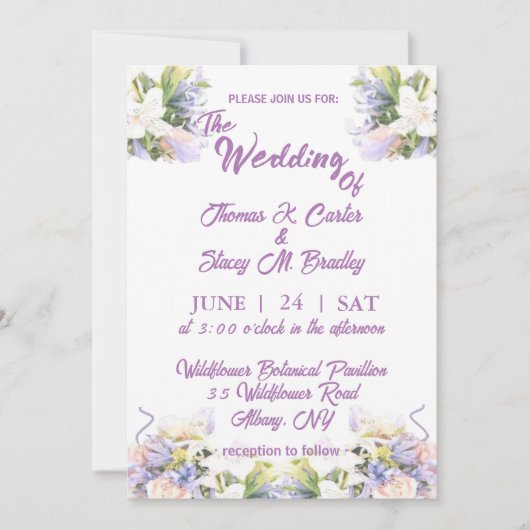 Save The Date Mariage Romantique Fleur de Syringa d'Été (Devant)