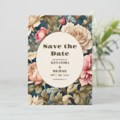 Save The Date Mariage romantique Fleurs Roses Douces (Debout devant)