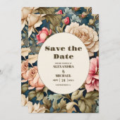 Save The Date Mariage romantique Fleurs Roses Douces (Devant / Derrière)