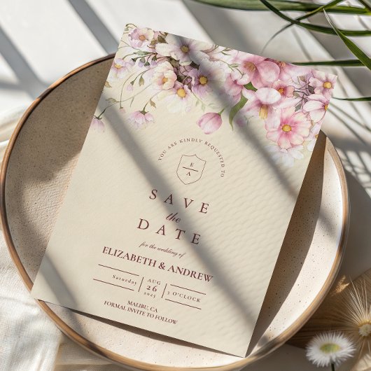 Save The Date Mariage Romantique Floraison Printanière