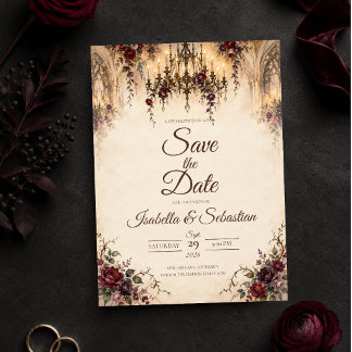 Save The Date Mariage romantique gothique lustre
