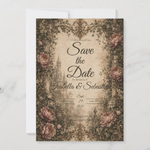 Save The Date Mariage romantique gothique vintage