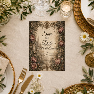 Save The Date Mariage romantique gothique vintage