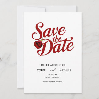 Save The Date Mariage romantique personnalisé Rose rouge