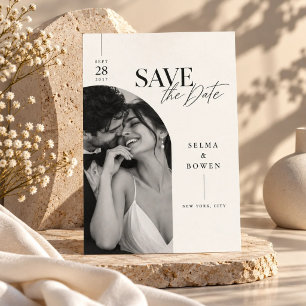 Save The Date Mariage Romantique Photo Courbée Moderne