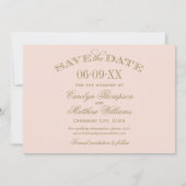 Save The Date Mariage Romantique Rose Pêche Or Flourish (Dos)