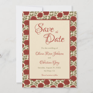 Save The Date Mariage romantique rouge rose Sauvez la date