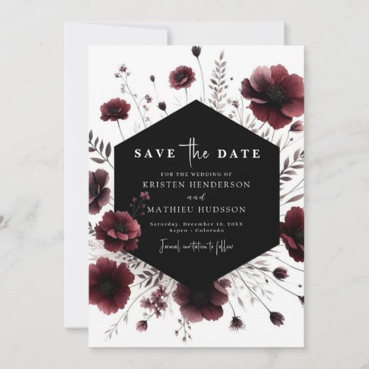 Save The Date Mariage romantique simple de Bourgogne (Devant)