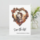 Save The Date Mariage Romantique Steampunk Cœur (Debout devant)