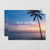 Save The Date Mariage romantique sur la plage de coucher de sole (Devant / Derrière)
