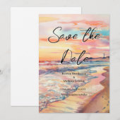 Save The Date Mariage romantique sur la plage de sable (Devant / Derrière)