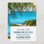 Save The Date Mariage romantique Turquoise Tropical Beach (Devant / Derrière)