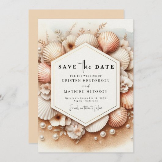 Save The Date Mariage romantique unique sur la plage (Devant / Derrière)