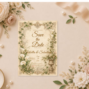 Save The Date Mariage romantique vintage au lys calla