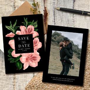 Save The Date Mariage Romantique Vintage Floral Rose Pâle Noir