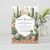 Save The Date Mariage romantique Wild West Cactus (Debout devant)