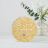 Save The Date Mariage Rond Moderne Sable Bleu Hydrangea (Debout devant)