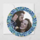Save The Date Mariage Rond Moderne Sable Bleu Hydrangea (Dos)