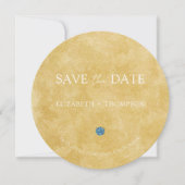 Save The Date Mariage Rond Moderne Sable Bleu Hydrangea (Devant)