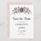 Save The Date Mariage rose (Devant / Derrière)