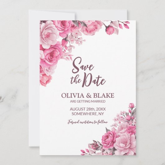 Save The Date Mariage rose (Devant)