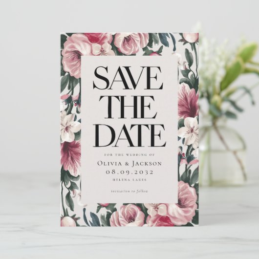 Save The Date Mariage Rose aquarelle (Debout devant)