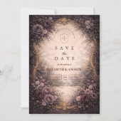 Save The Date Mariage Rose Baroque Gothique (Devant)