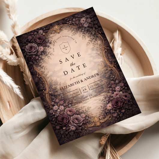 Save The Date Mariage Rose Baroque Gothique