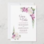 Save The Date Mariage rose blanc floral Enregistrer la date (Devant)