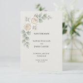Save The Date Mariage Rose Blanche Eucalyptus (Debout devant)