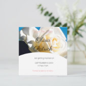 Save The Date Mariage Rose Blanche Moderne Faire Part de Date de (Debout devant)