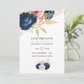 Save The Date Mariage Rose de la marine et de Blush (Debout devant)