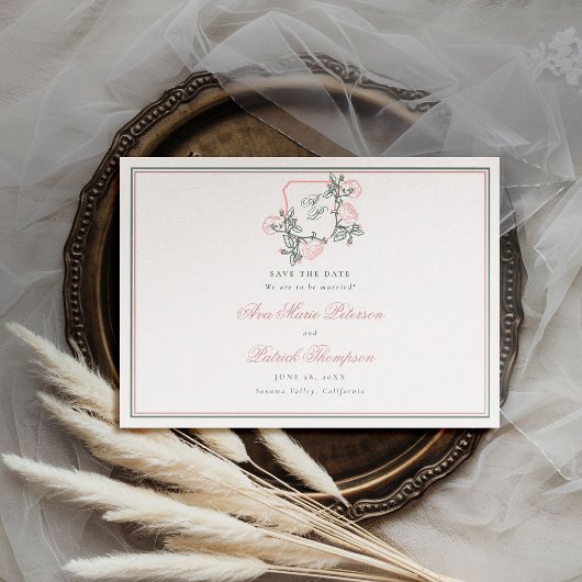 Save The Date Mariage rose de prêpie de crête Rose sauvage
