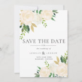 Save The Date Mariage Rose d'ivoire d'aquarelle (Devant)