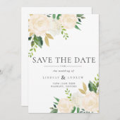 Save The Date Mariage Rose d'ivoire d'aquarelle (Devant / Derrière)