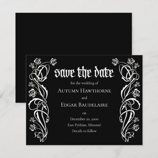 Save The Date Mariage Rose élégant gothique (Devant / Derrière)