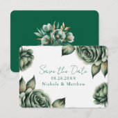 Save The Date Mariage Rose Émeraude et Or (Devant / Derrière)