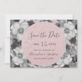 Save The Date Mariage rose et gris Enregistrer la date Invitatio (Devant)