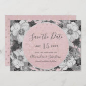Save The Date Mariage rose et gris Enregistrer la date Invitatio (Devant / Derrière)