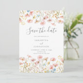 Save The Date Mariage rose Fleur sauvage (Debout devant)